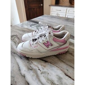 New Balance 550 Lilac Cloud White Pink Leather Low Top Sneakers Womens Size 7